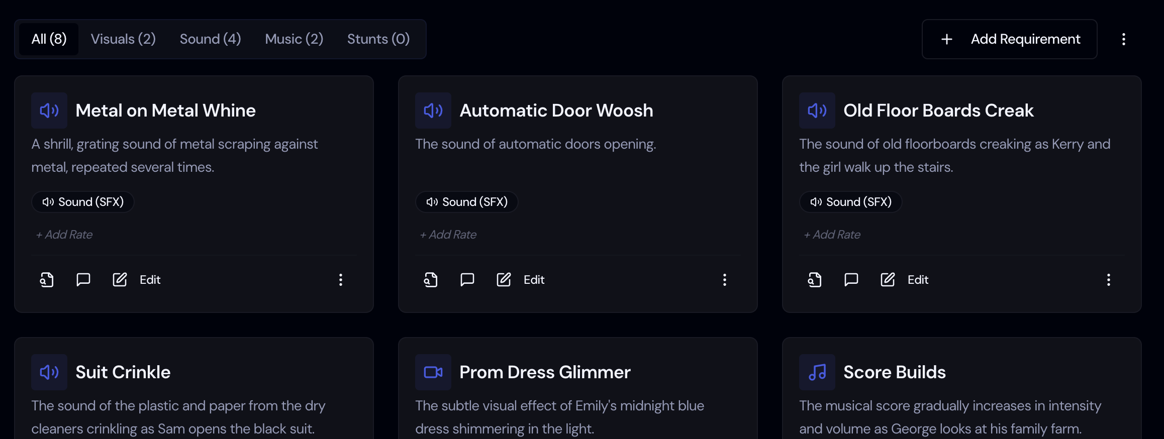Screenshot: VFX Planning