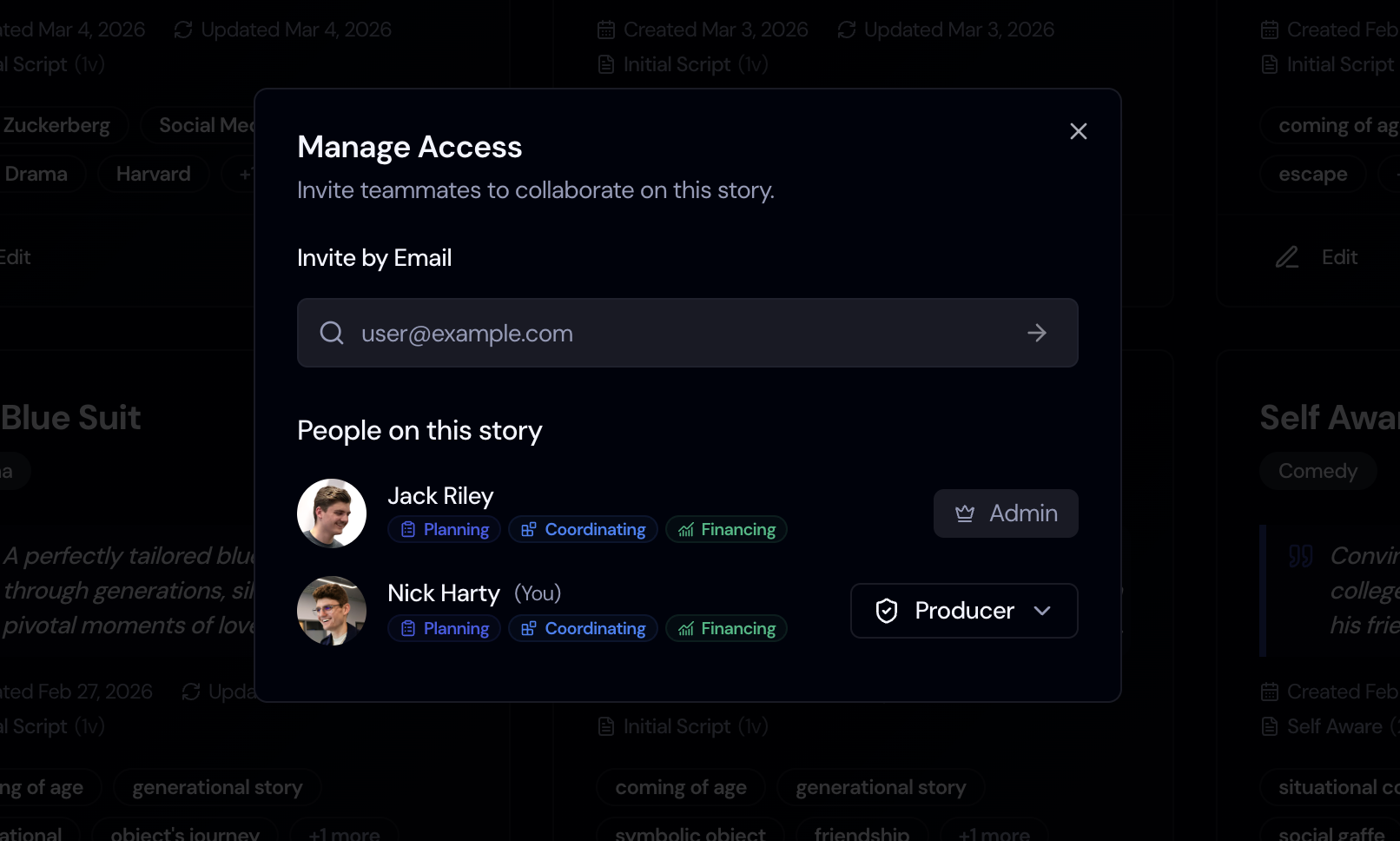 Screenshot: Inviting Collaborators Modal