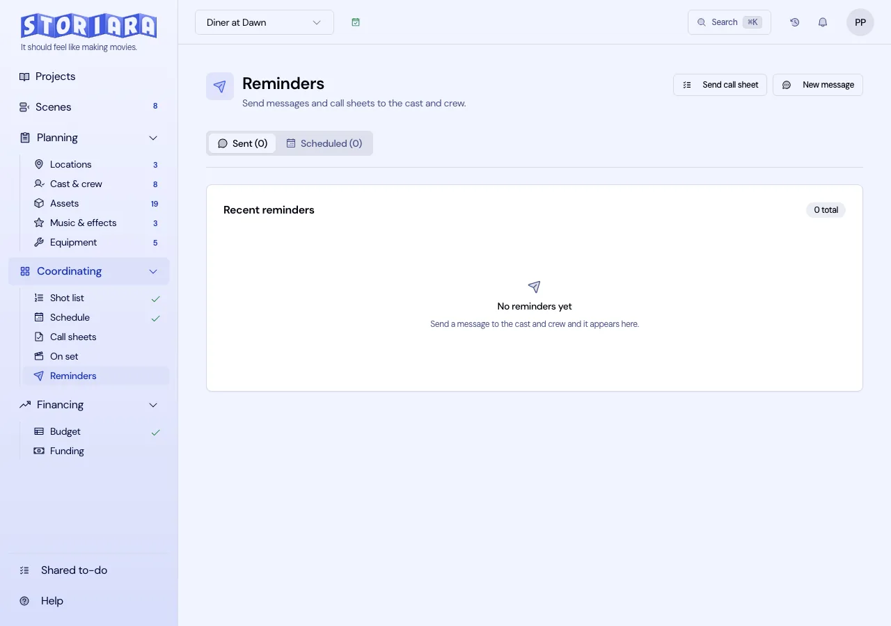 Screenshot: Composing a reminder